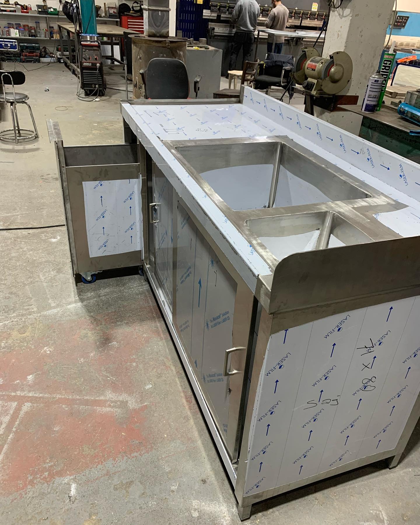 sink with sliding doors